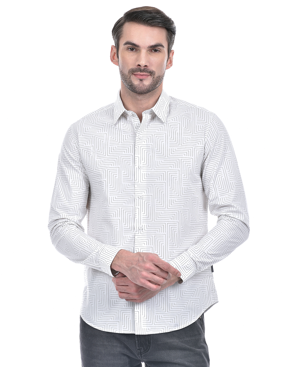 Numero Uno Men Abstract White Shirt
